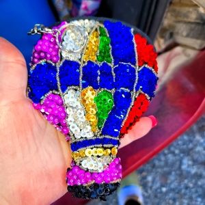 Purse Coin Bag BALLOON HOT AIR WITH MULTICOLORED SEQUINS AND BEADS vintage